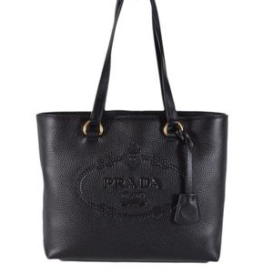 Sale! Prada Milano Vitello Daino Logo Leather Bag 1BG100